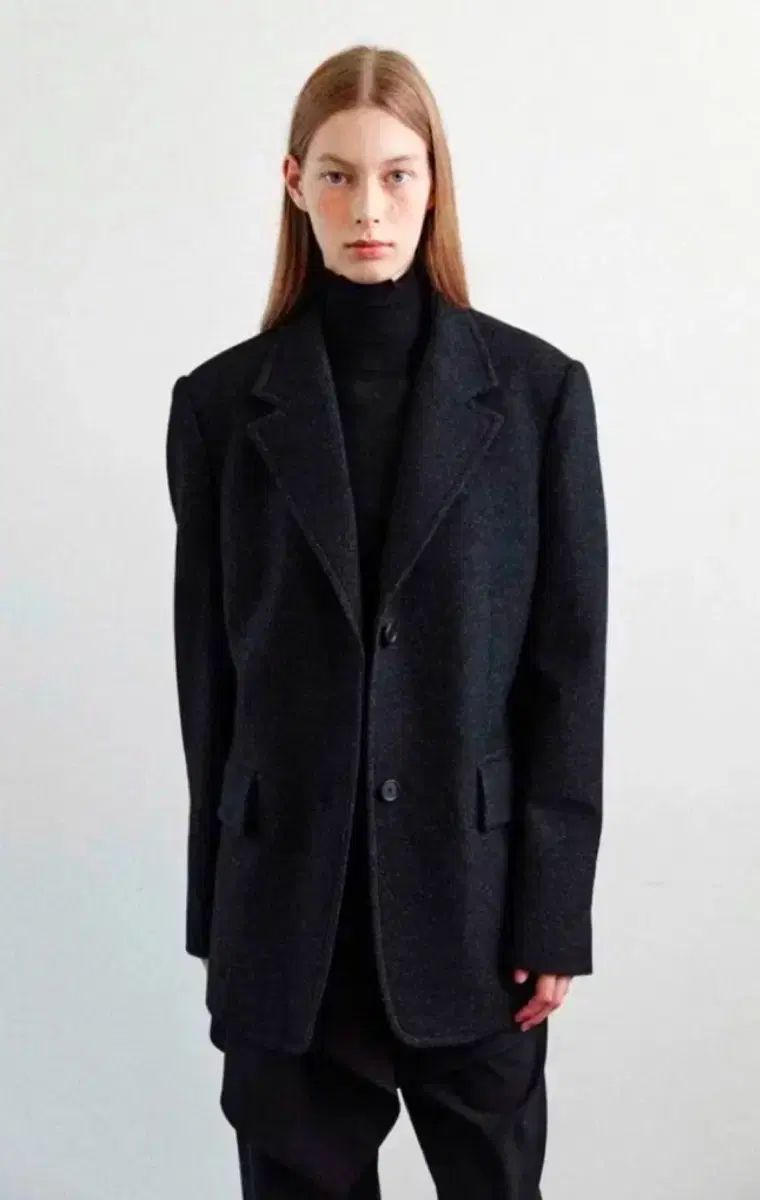 ル オーバーサイズ ジャケット ウールジャケット ぼかし ブラック