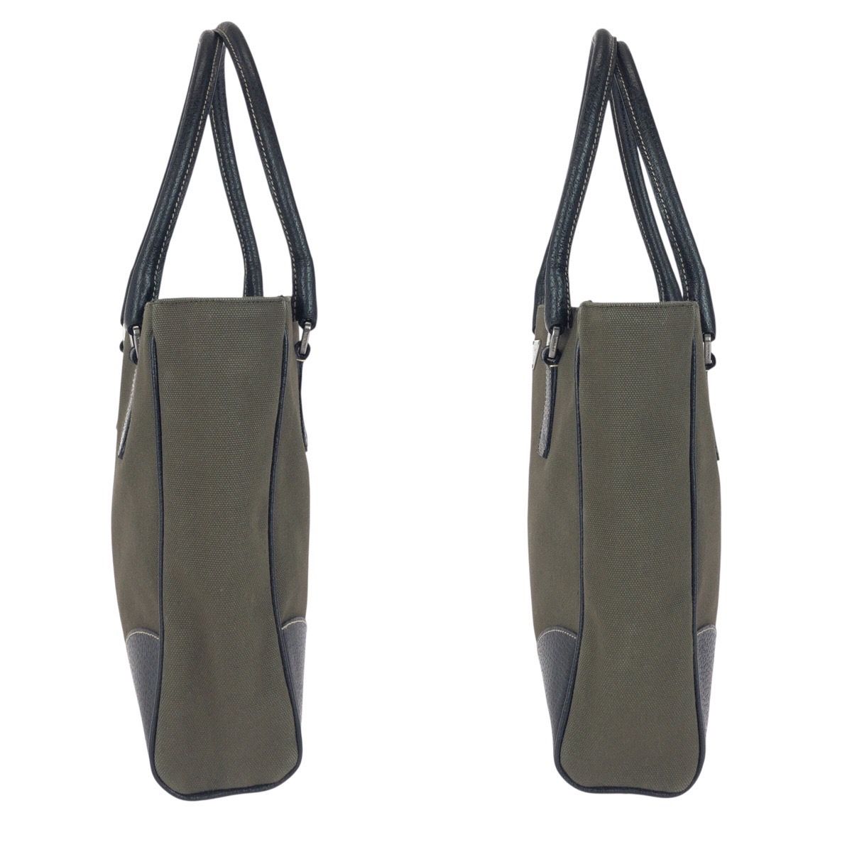 美品 PRADA プラダ 三角ロゴプレート カーキ ブラック シルバー金具