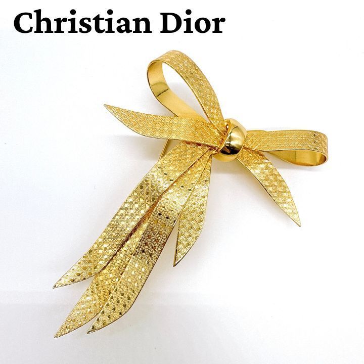Christian Dior クリスチャンディオール 大振りリボン ピンブローチ