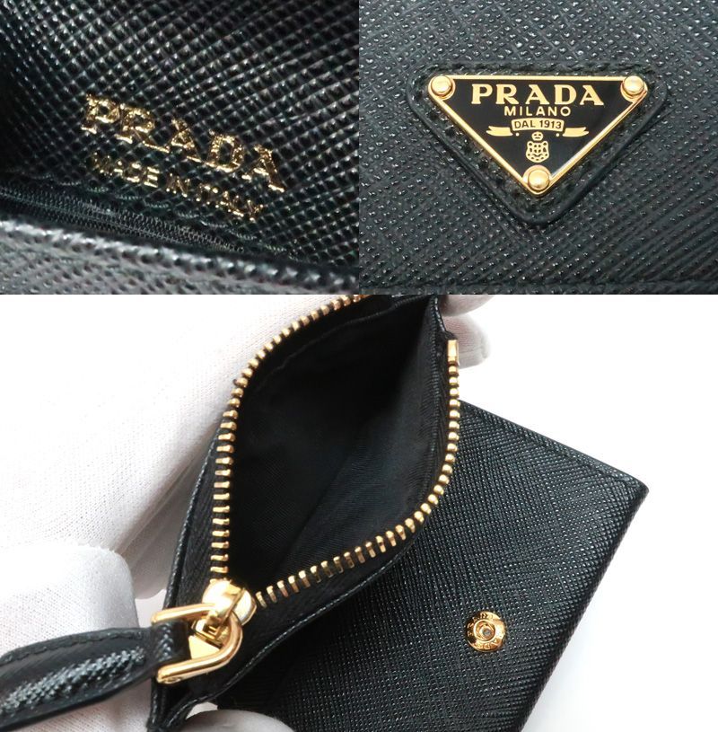 未使用 プラダ サフィアーノ トライアングル ロゴ コインケース カード