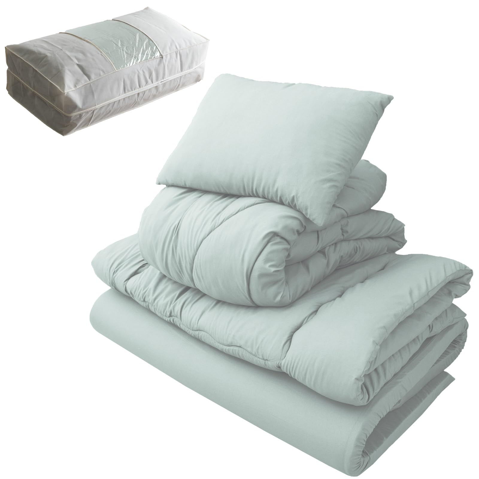 タンスのゲン 布団セット シングル全部洗える 5点セット 高反発 マットレス付き 抗菌 防臭 収納ケース付き 107632