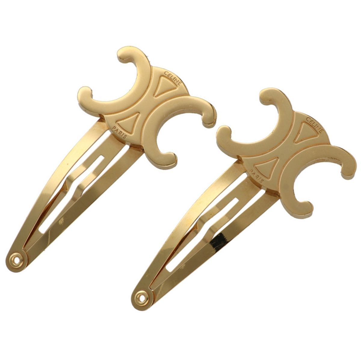 中古】 CELINE セリーヌトリオンフ スナップ ヘアクリップ 2つセット