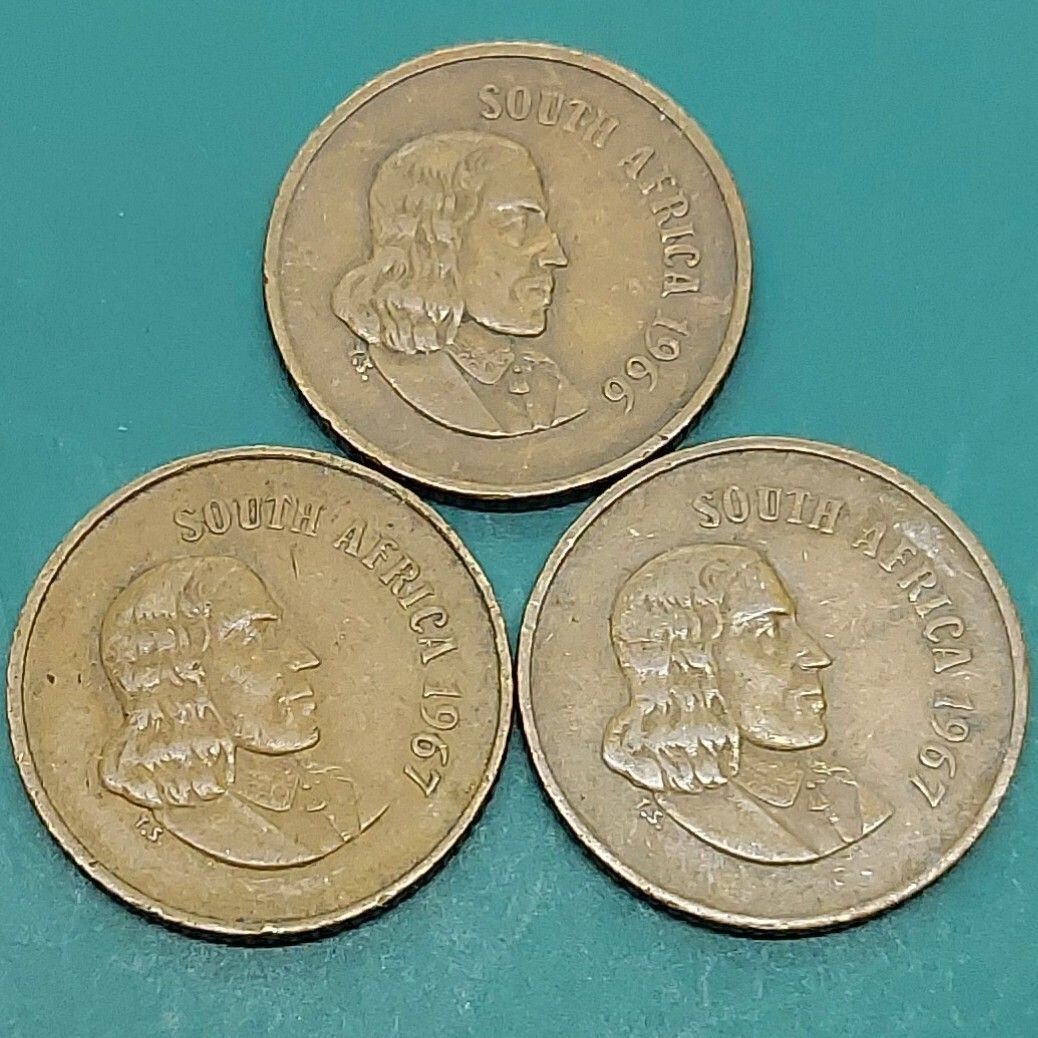 海外硬貨　旧硬貨　記念硬貨 南アフリカ 1セント硬貨 1966年×1点 1967年×2点 1￠旧硬貨 鳥