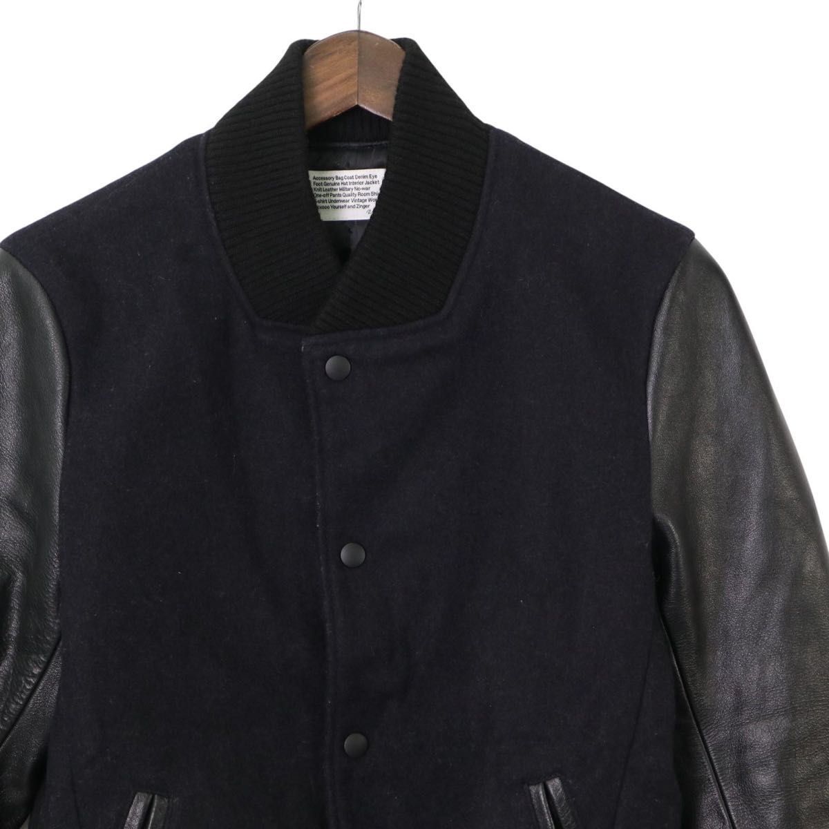 AZ×nano universe 別注 ナノユニバース レザー袖スタジアムジャケット