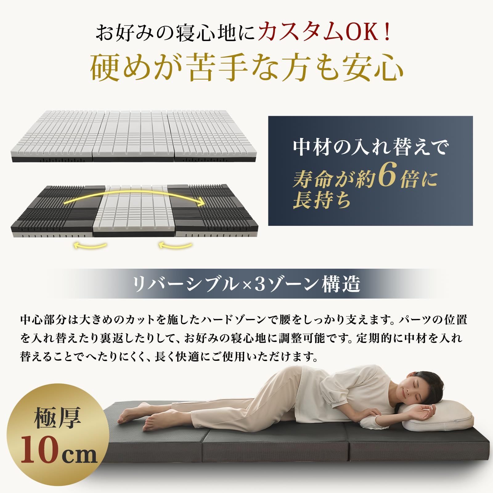 Softime マットレス シングル 超高密度 35D 180N/ 30D 250N 2層 