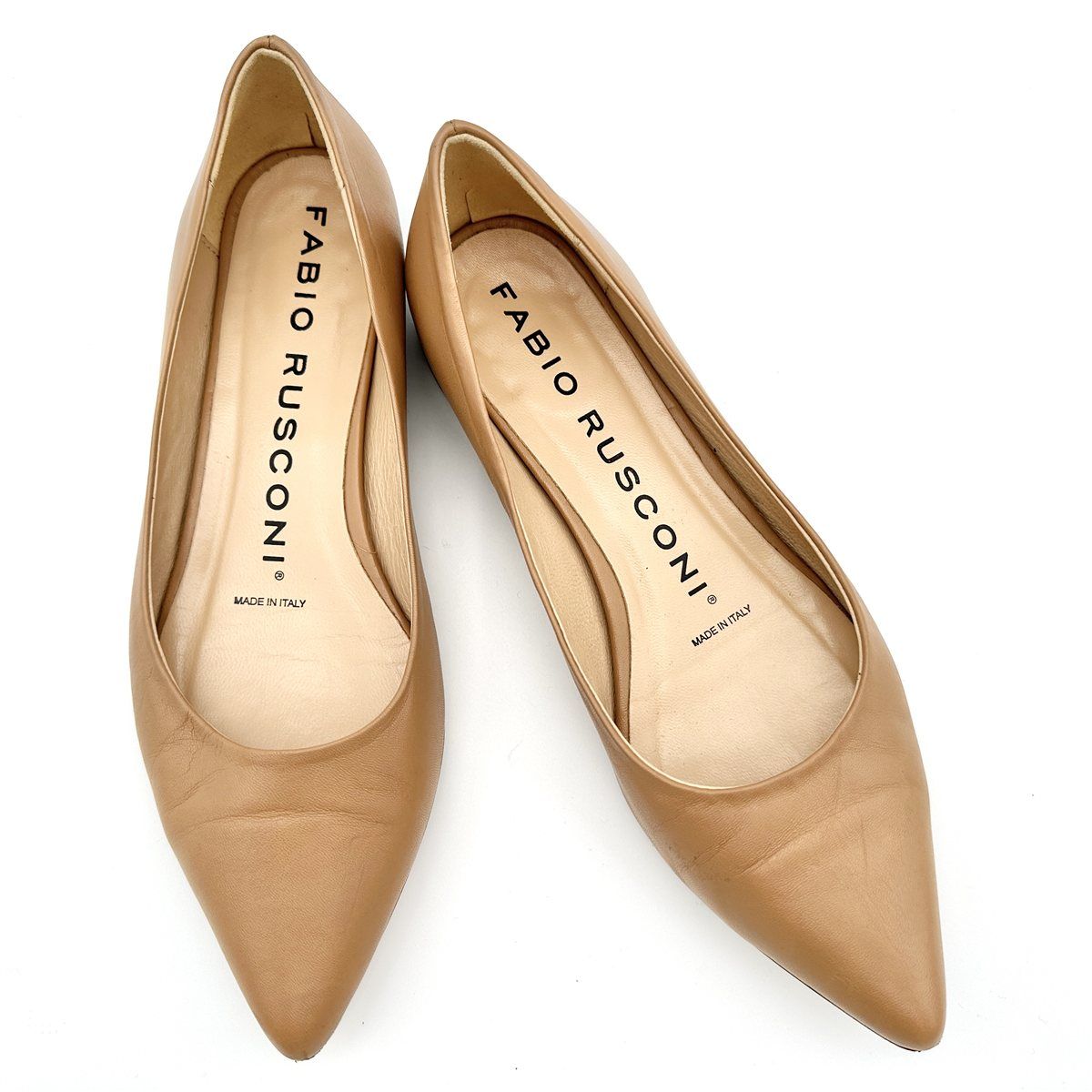 FABIO RUSCONI ベージュ フラットシューズ 36.5 ファビオルスコーニ FABIO RUSCONI メッシュフラットシューズ