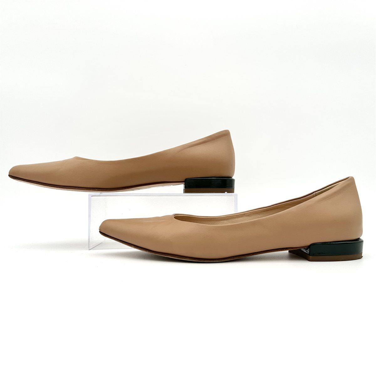 FABIO RUSCONI フラットシューズ 本革 ポインテッドトゥ ブラウン