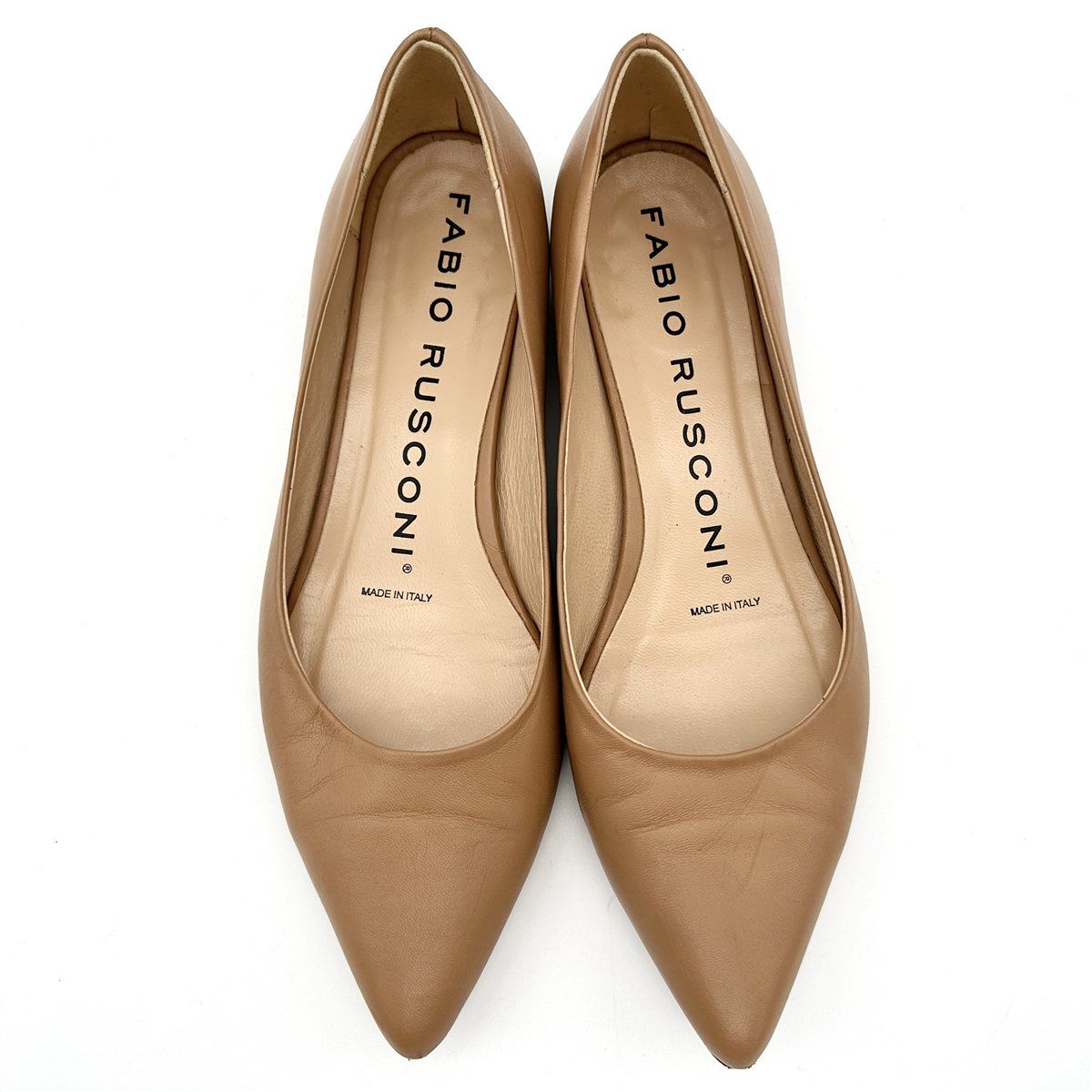 FABIO RUSCONI フラットシューズ 本革 ポインテッドトゥ ブラウン