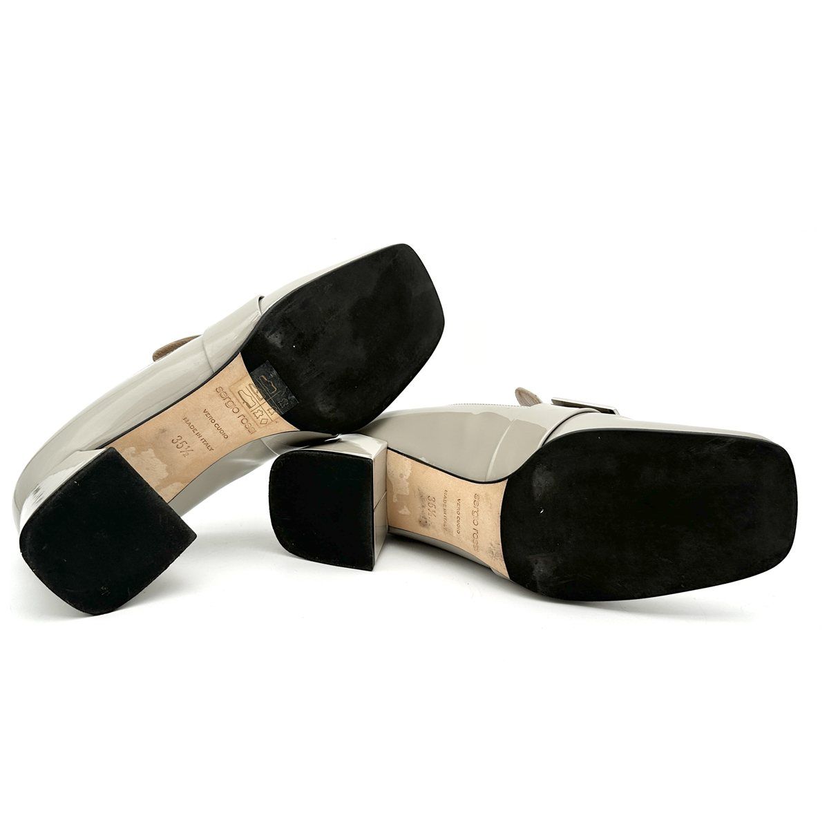 【美品】 セルジオロッシ エナメル チャンキーヒール ローファー 23.5cm 美品】 セルジオロッシ エナメル チャンキーヒール ローファー 23.5cm