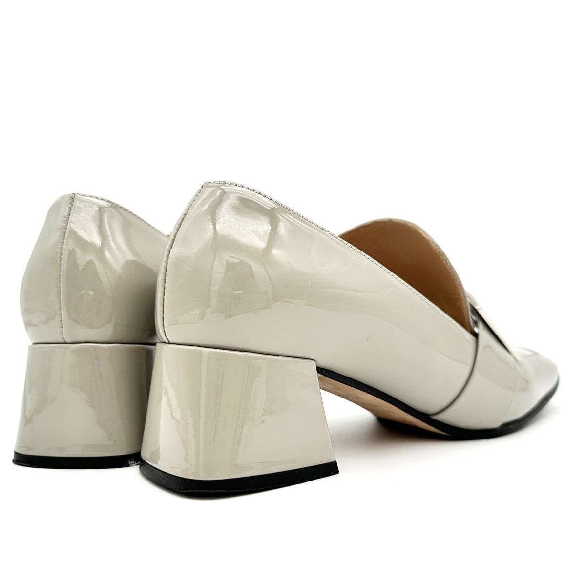 Sergio Rossi ヒールローファー エナメル チャンキーヒール スクエア