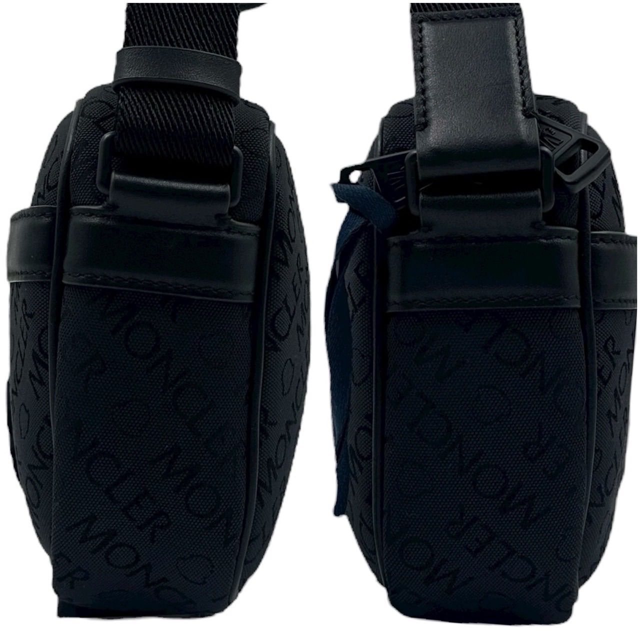 Ai　モンクレール ショルダーバッグ 肩掛け 黒 本革 ラバーロゴ 美品 極美品✨MONCLER モンクレール ショルダーバッグ クロスボディ