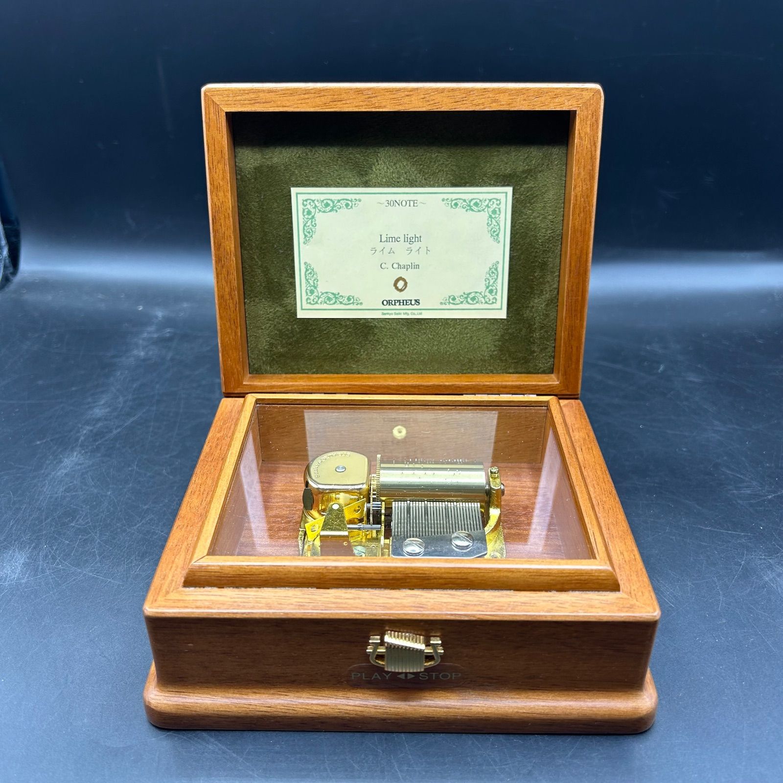 サンキョー オルフェウス オルゴール C.Chaplin Lime Light ライムライト 30 NOTE ブラウン