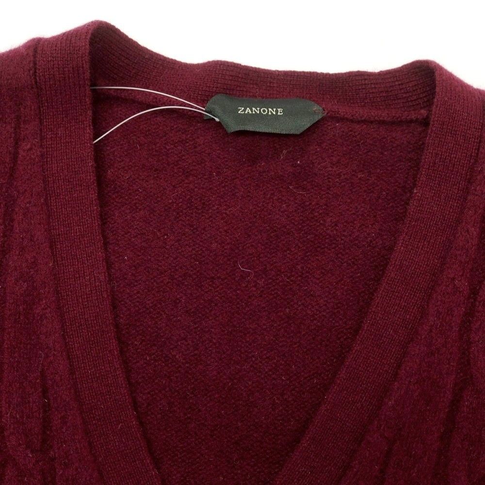 中古】ザノーネ ZANONE ウール カーディガン ワインレッド【サイズ46