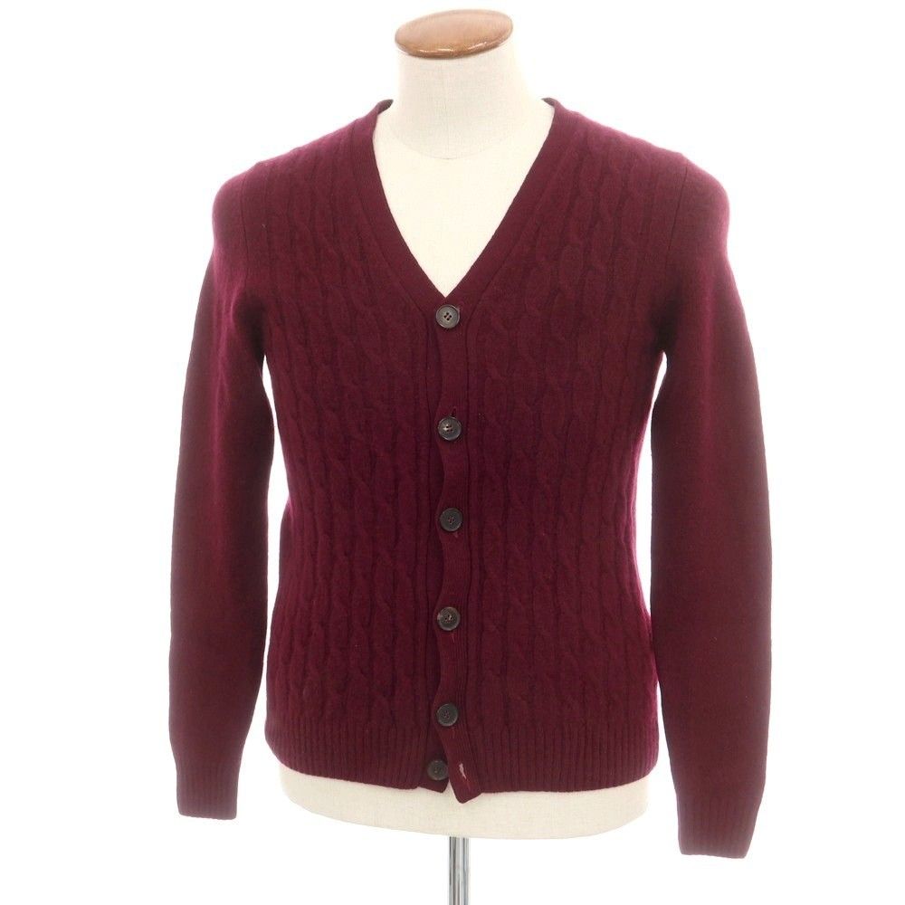 中古】ザノーネ ZANONE ウール カーディガン ワインレッド【サイズ46