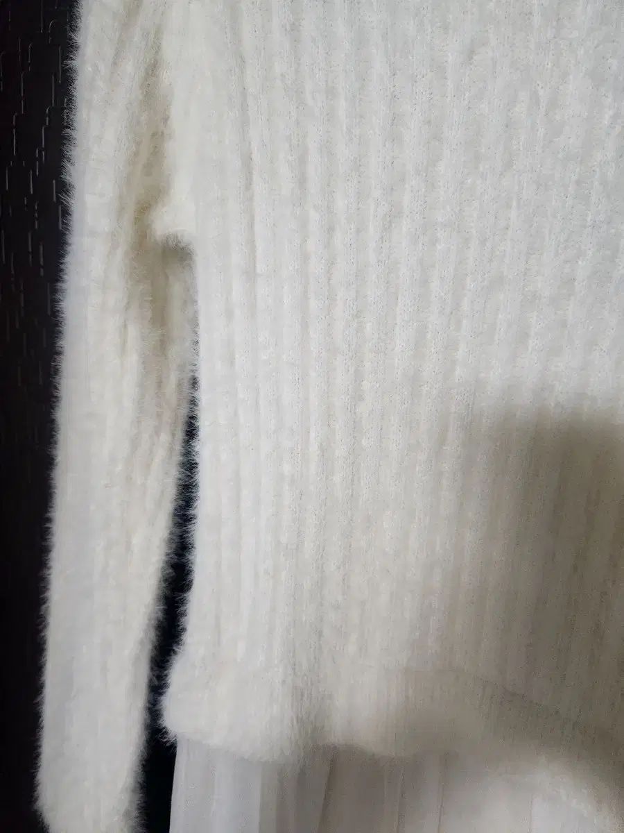 ホワイトファーニットロングワンピース