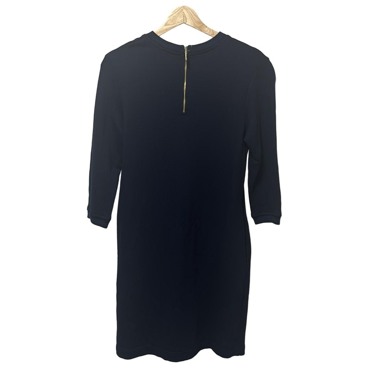 テッドベイカー ワンピース サイズ2 M レディース - ネイビー×グリーン×マルチ クルーネック 七分袖 ひざ丈 刺繍 フラワー 花