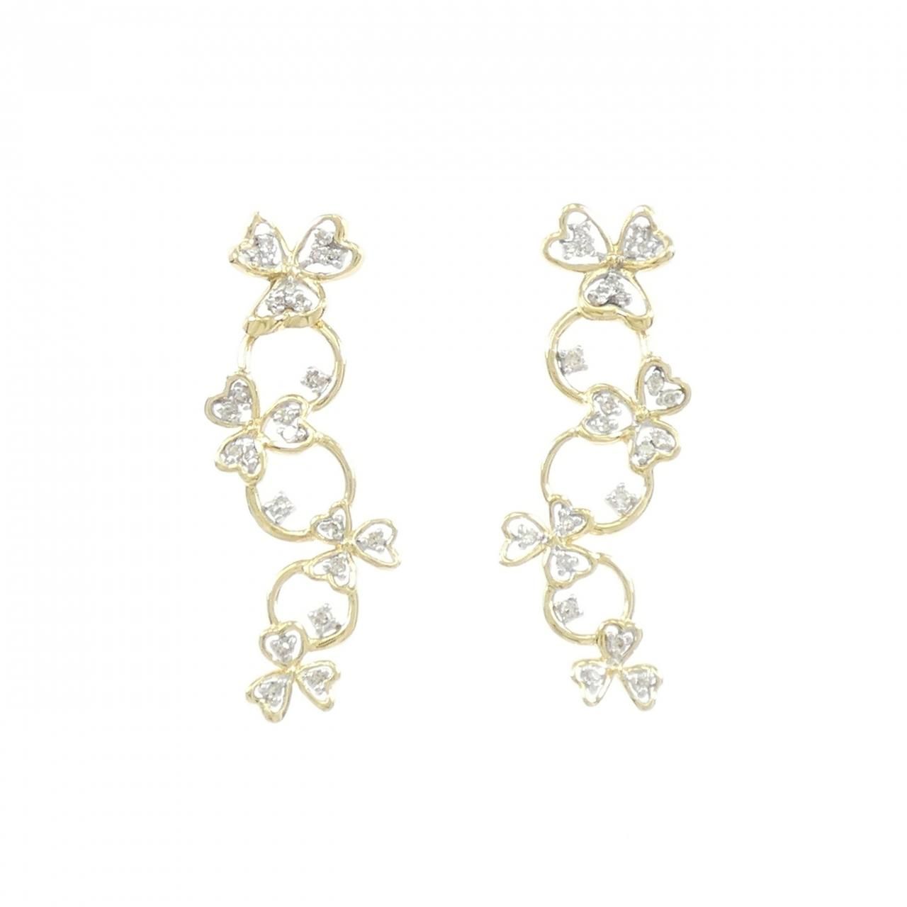 K 18 YG WG クローバー ダイヤモンド ピアス 0 250 CT