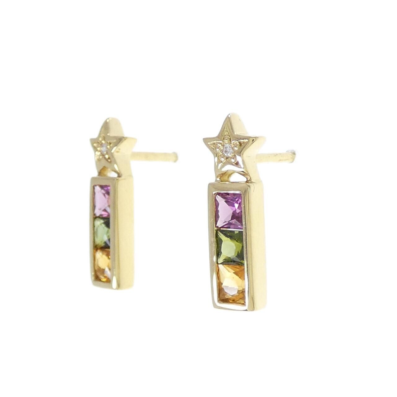 750 YG K 18 スター ストーン ピアス