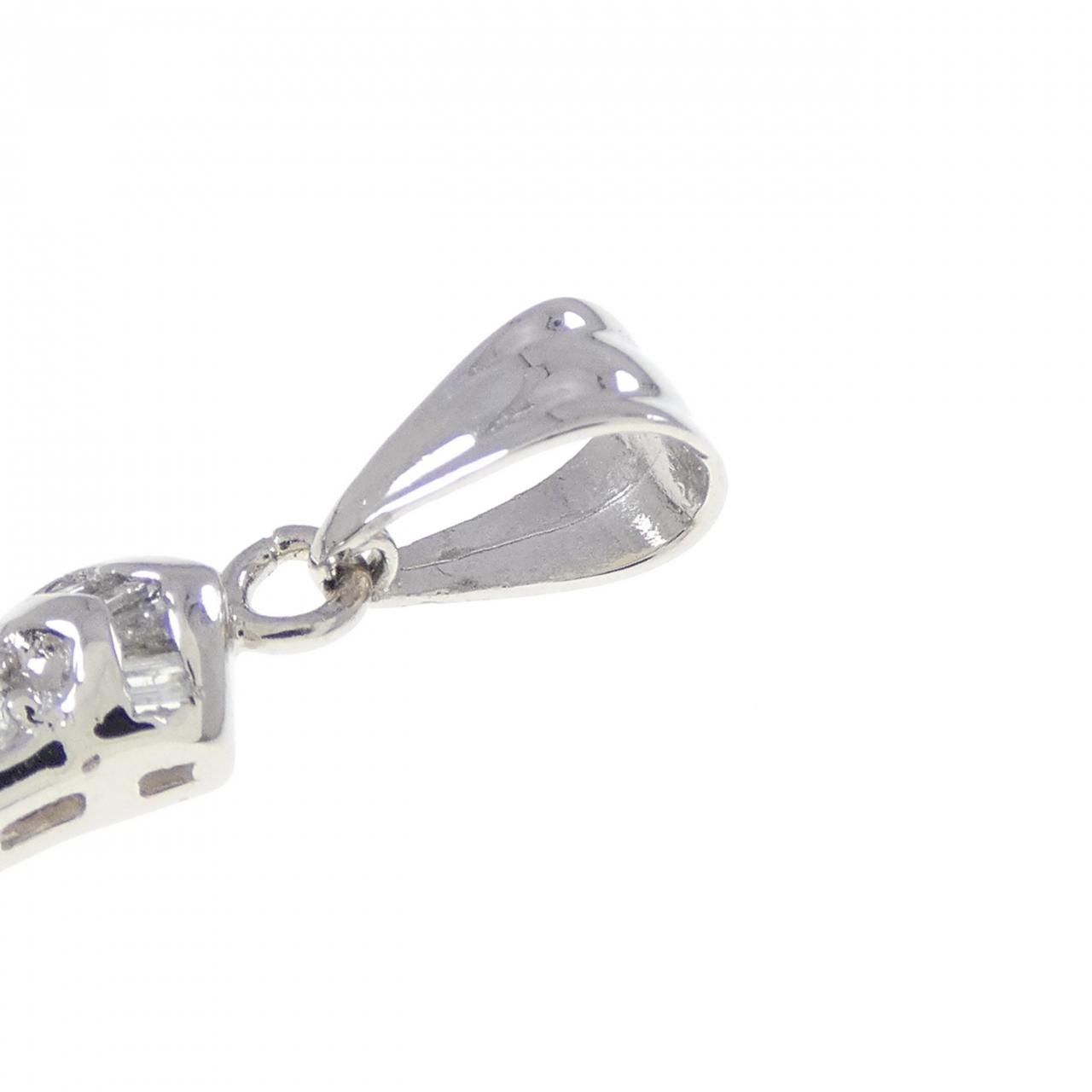 PT 900 クロス ダイヤモンド ペンダント 0.50 CT レイヤード風 リブ編み