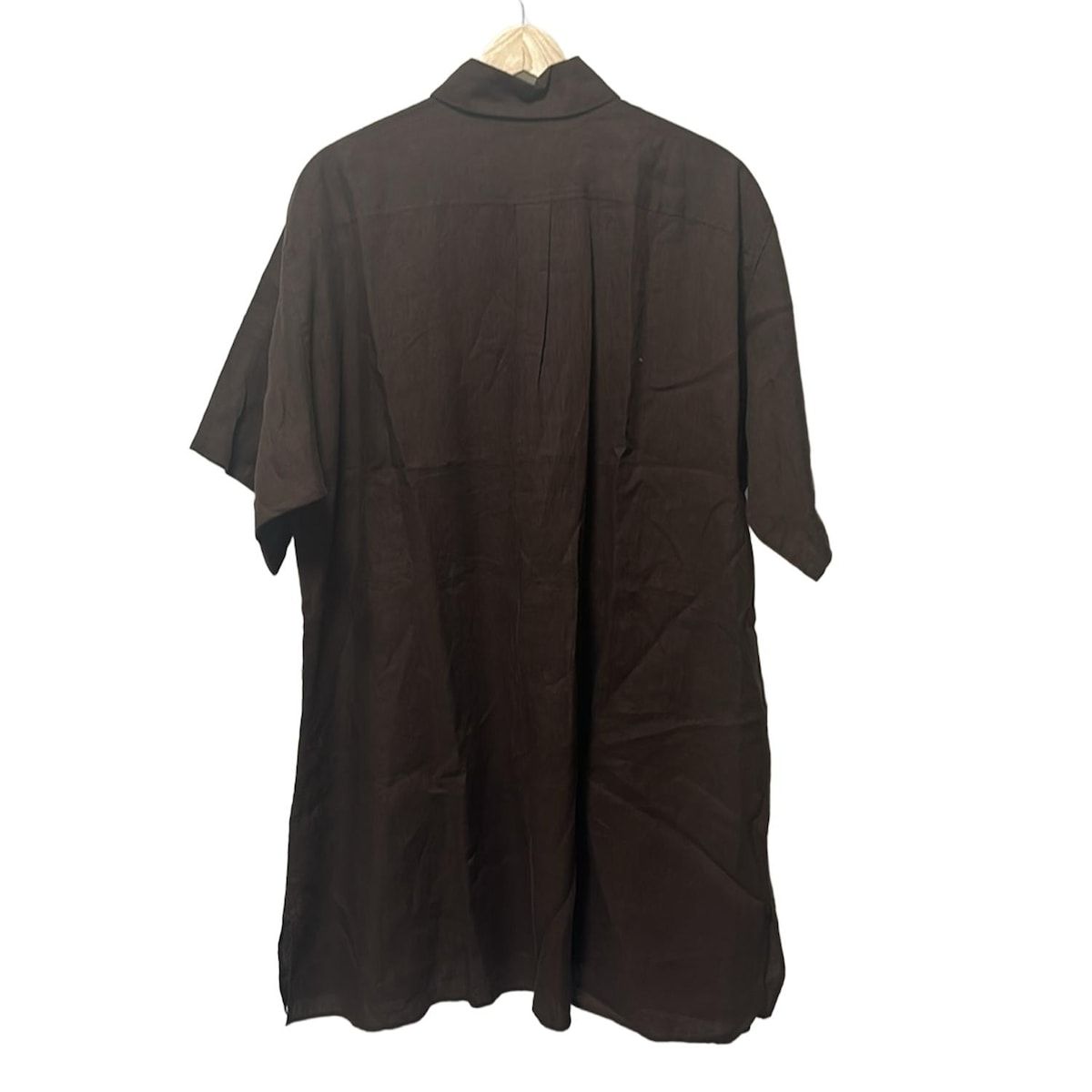 DEUXIEME CLASSE ドゥーズィエム ワンピース レディース - ダークブラウン レギュラー 半袖 ひざ丈 麻 シャツワンピ