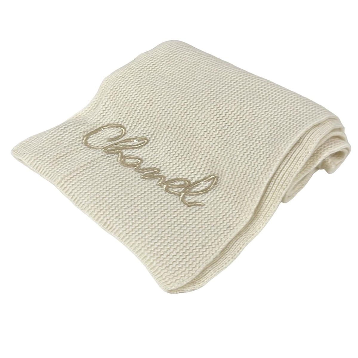 CHANEL(シャネル) マフラー - アイボリー×ベージュ 刺繍/スパンコール