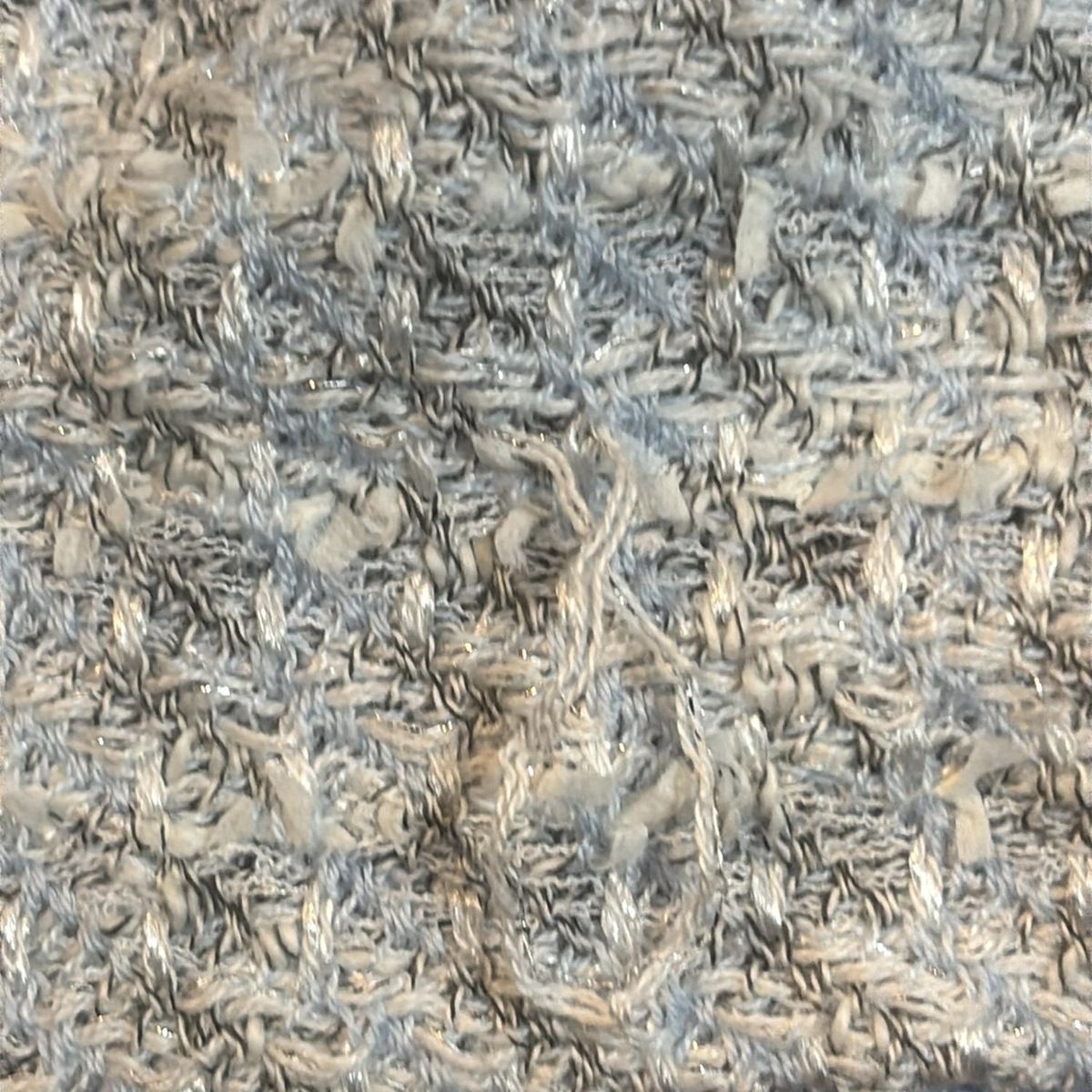  Leilian レリアン ワンピース サイズ11 M レディース - ライトブルー×白×黒 クルーネック 長袖 ひざ丈 フリンジ ラメ その他 ワンピース