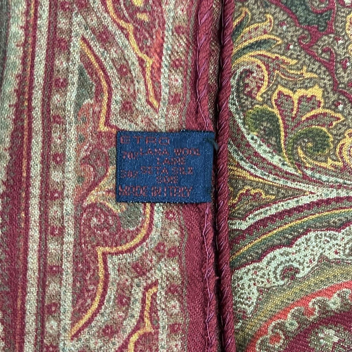 美品 エトロ ETRO ストール ショール W3 ETRO(エトロ) ストール(ショール)美品 - ブラウン×レッド×オレンジ