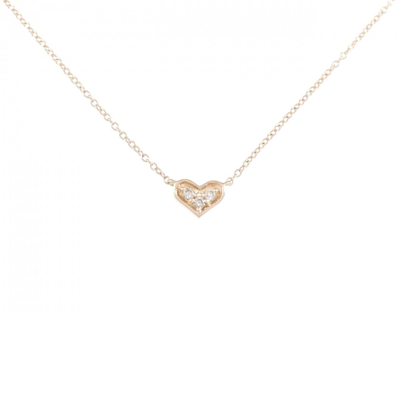 K10PG ハート ダイヤモンド ネックレス