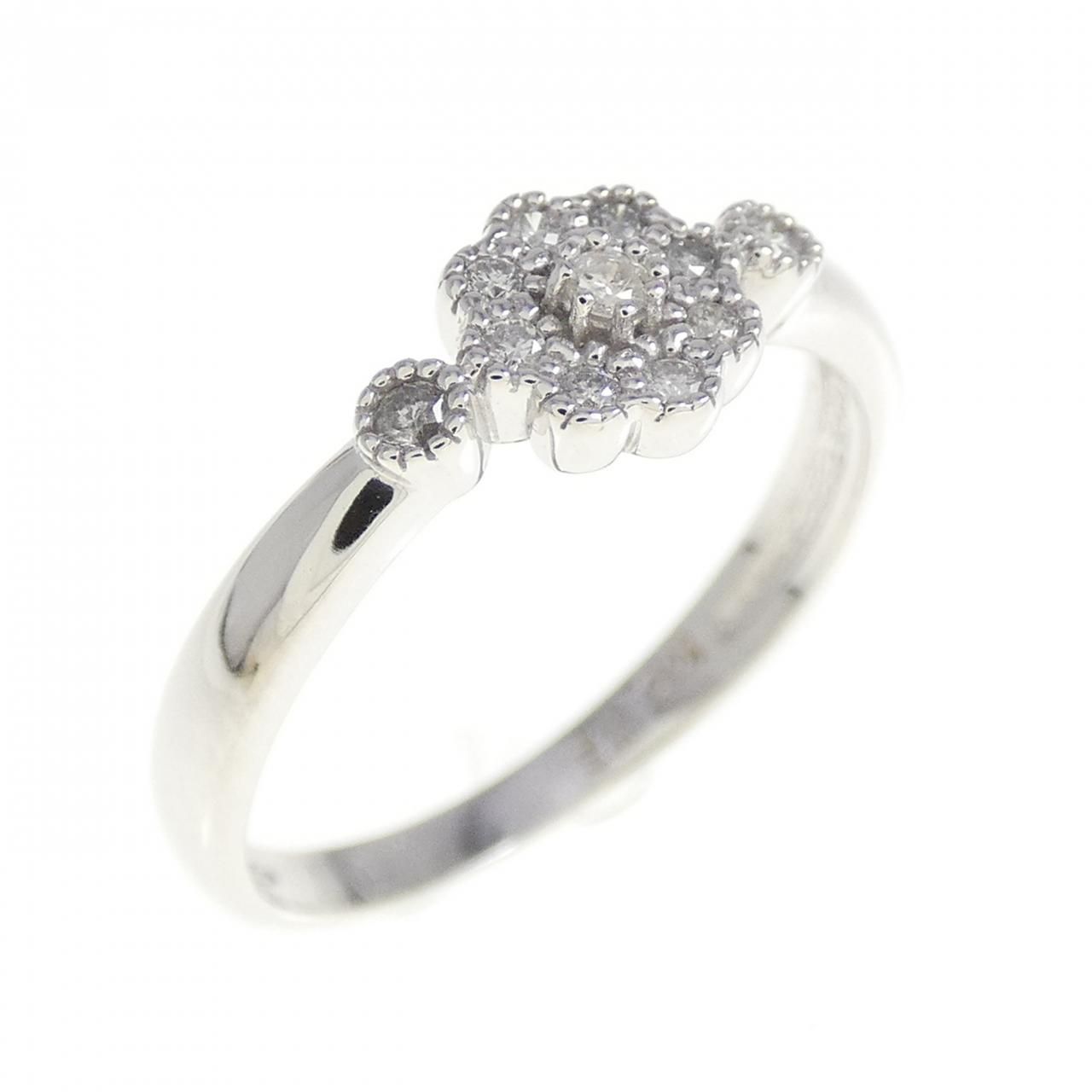 K10WG フラワー ダイヤモンド リング 節約 0.07CT