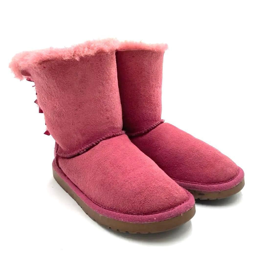 OZWEAR UGG ムートンブーツ 22cm ピンク リボン レディース オズウェア