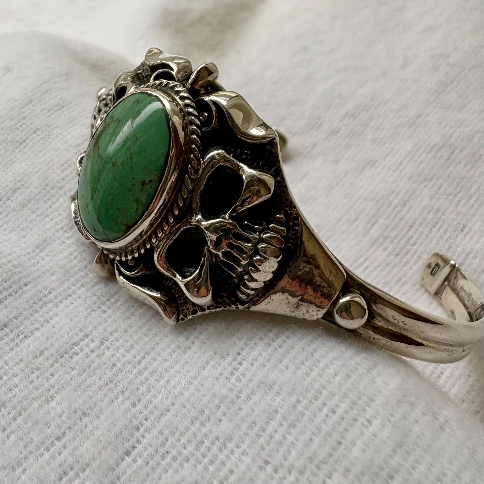 Silver925 】アフガニスタン産 天然ターコイズ バングル☆タイ直輸入