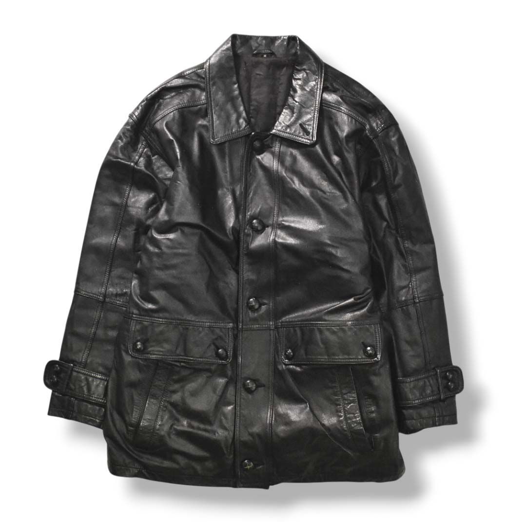 90s00sヴィンテージ unknown 中綿入り 牛革 レザー ジャケット コート