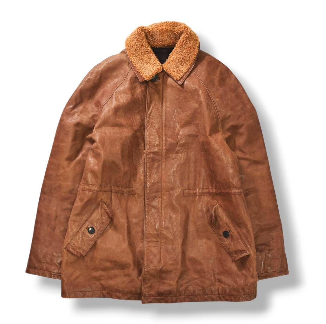 上質】 90sヴィンテージ イタリア製 RUCON by ANNA PUCCI 襟ボア 本革