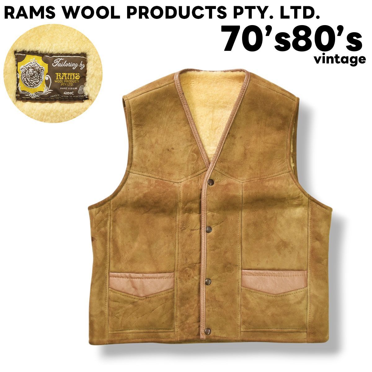 希少】 70s80sヴィンテージ オーストラリア製 RAMS WOOL PRODUCTS PTY 