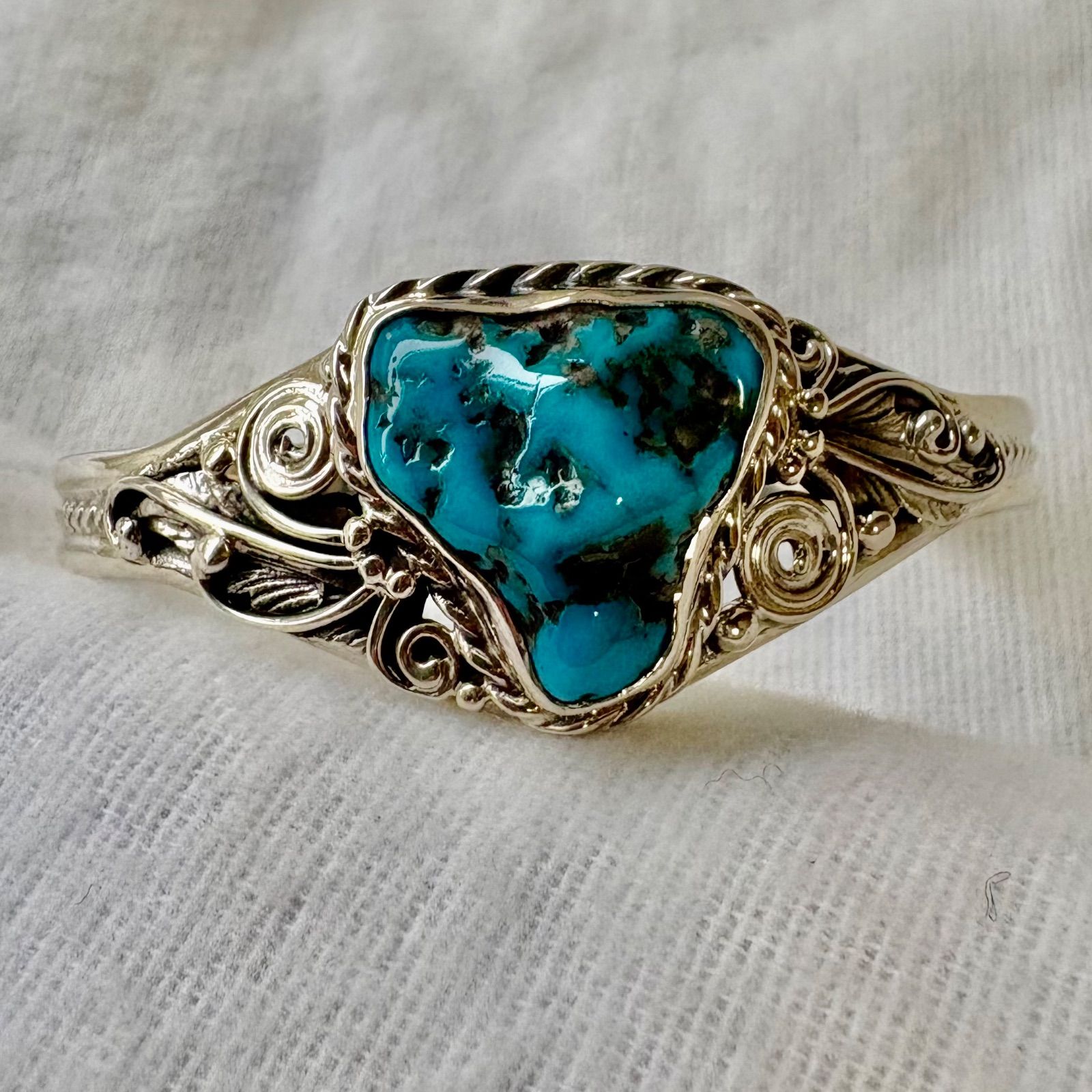 Silver925 】アリゾナ産 天然ターコイズ バングル☆タイ直輸入 一点物