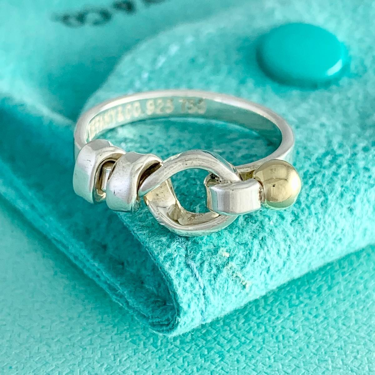 ティファニー 10号 フック&アイ フラットワイヤー コンビ リング WV2