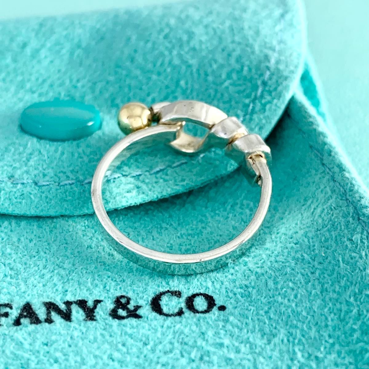 ティファニー 10号 フック&アイ フラットワイヤー コンビ リング WV2