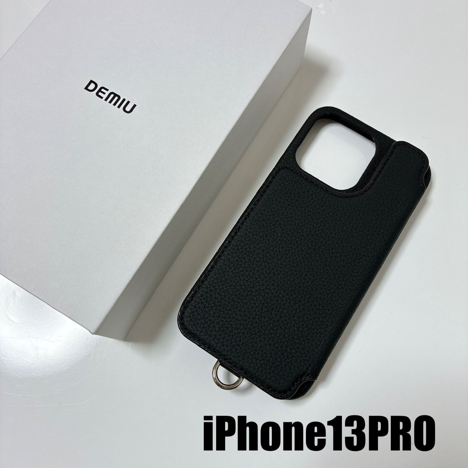 【新品未使用】DEMIU ブラックスタッズiPhone13PRO デミウルーボ iPhone13Pro】 DEMIU デミュウ レザースマートフォンケース BALLON
