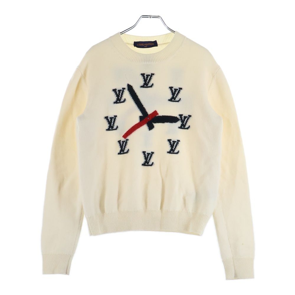 LOUIS VUITTON 21SS クロック ニットセーター ホワイト M LOUIS VUITTON (ルイヴィトン) 21SS クロックインタルシア クルー
