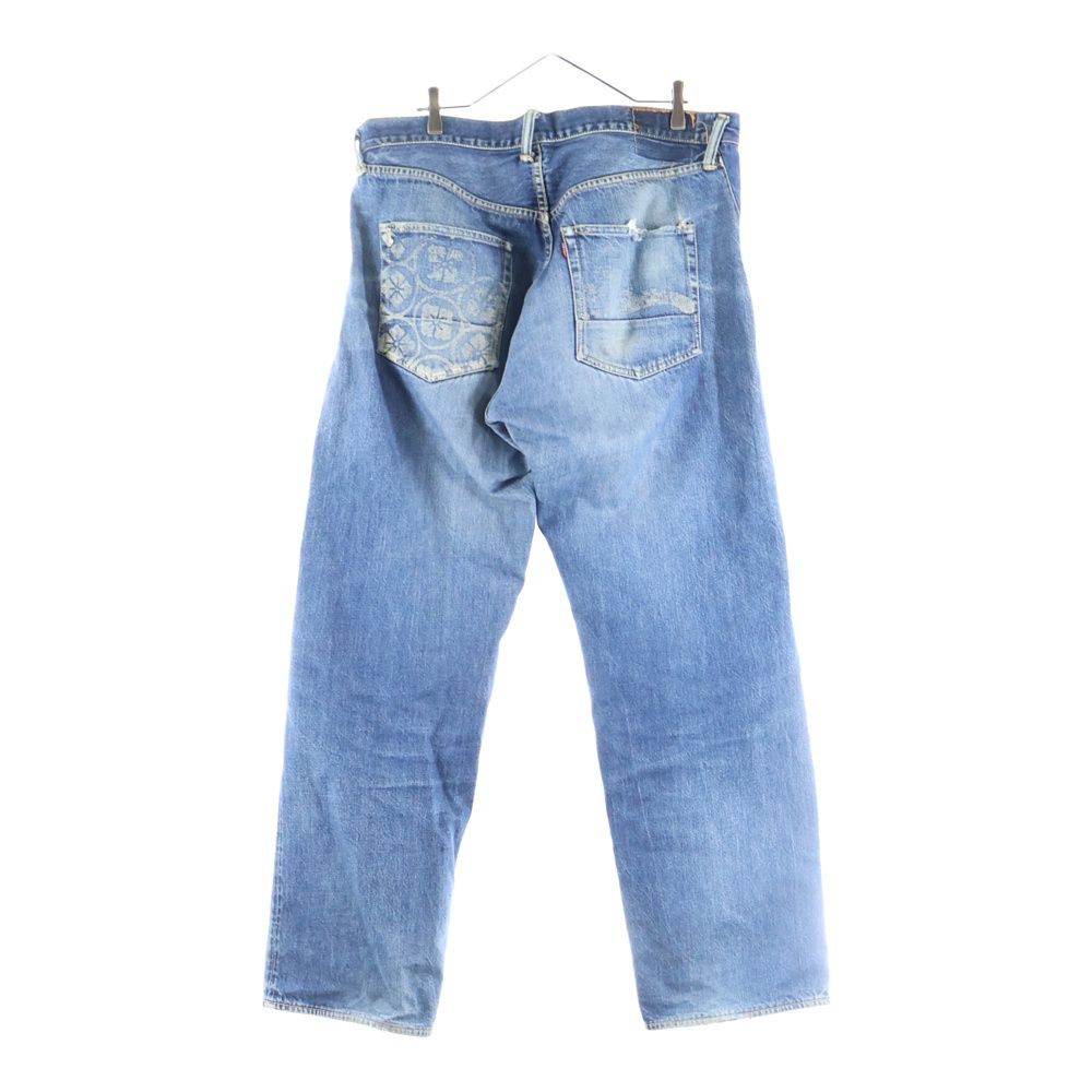 EVISU カモメ デニム 白 EVISU (エビス) 白カモメ 家紋 プリント デニムパンツ インディゴ