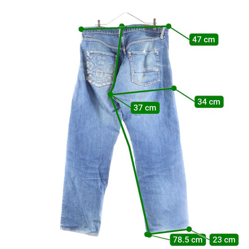 EVISU (エビス) 白カモメ 家紋 プリント デニムパンツ インディゴ