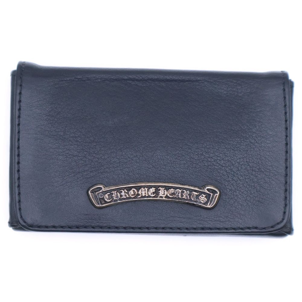 CHROME HEARTS (クロムハーツ) CARD CASE スクロールラベル レザー