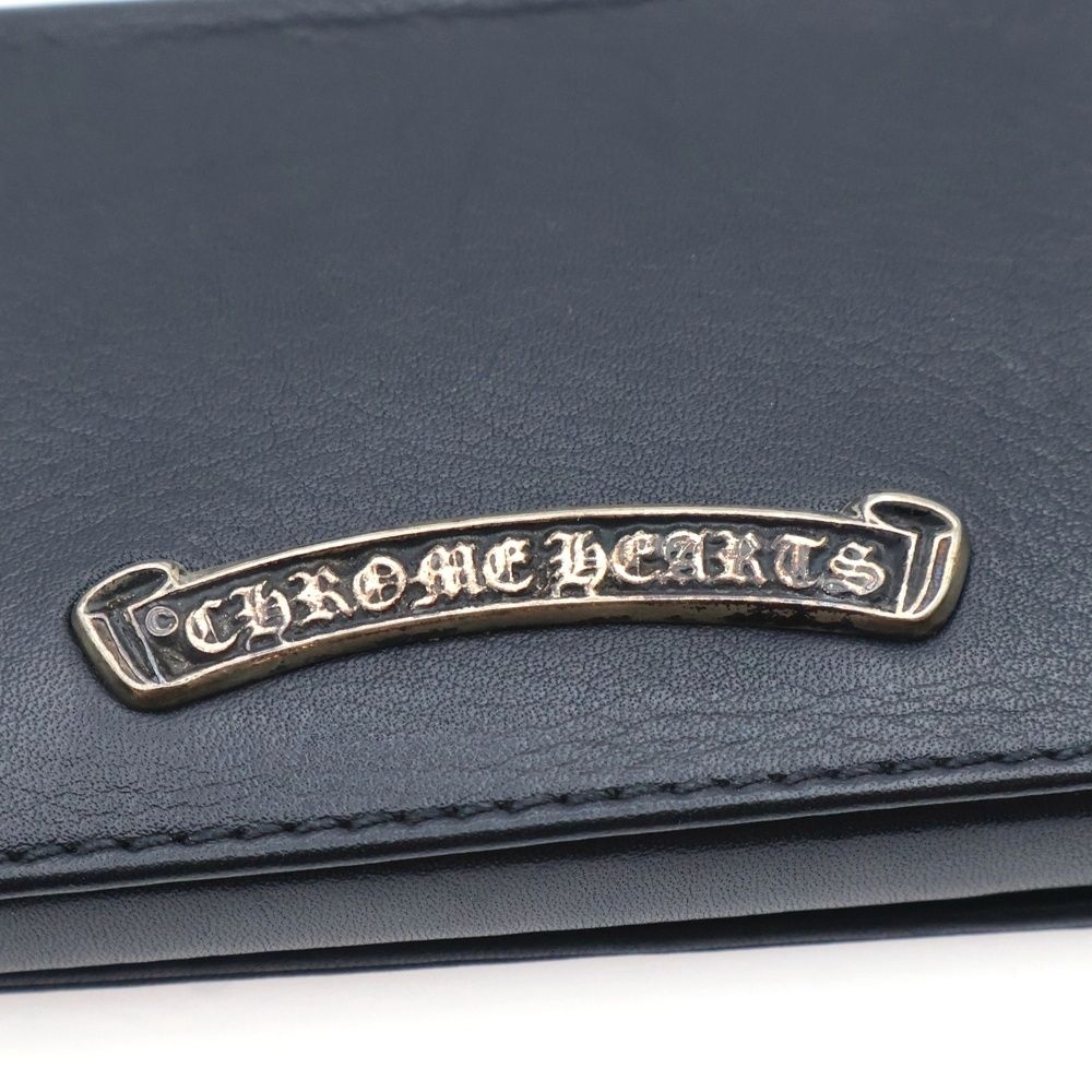 CHROME HEARTS (クロムハーツ) CARD CASE スクロールラベル レザー