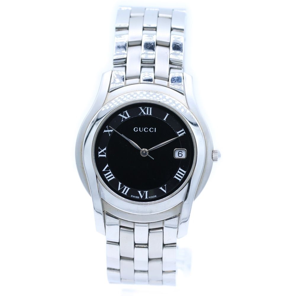 GUCCI (グッチ) ラウンドフェイス ブラック文字盤 クォーツウォッチ