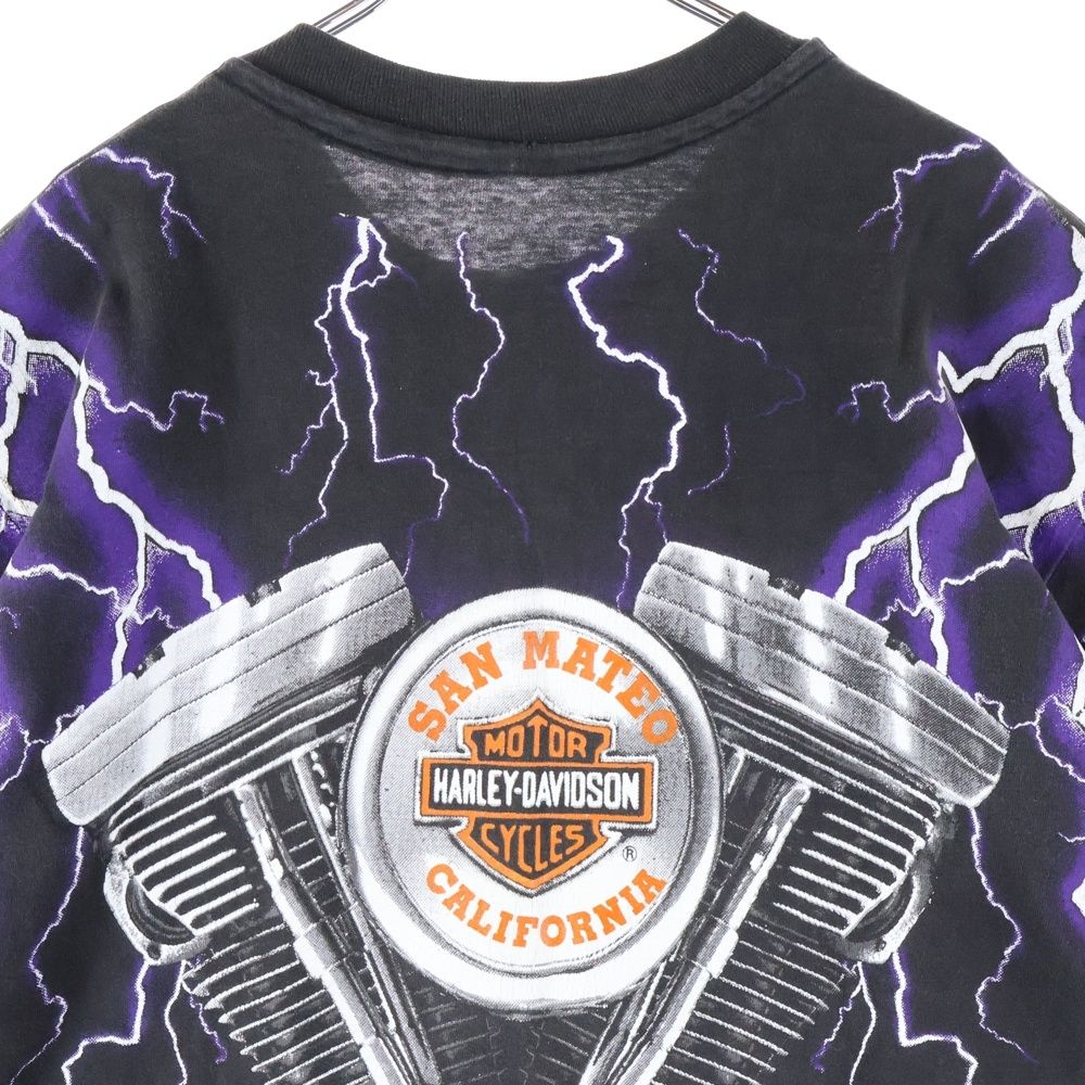 90s HARLEY DAVIDSON スウェット ヴィンテージ サンダー 古着 90s- HARLEY DAVIDSON 豪華 4面 ブルー サンダー ライトニング