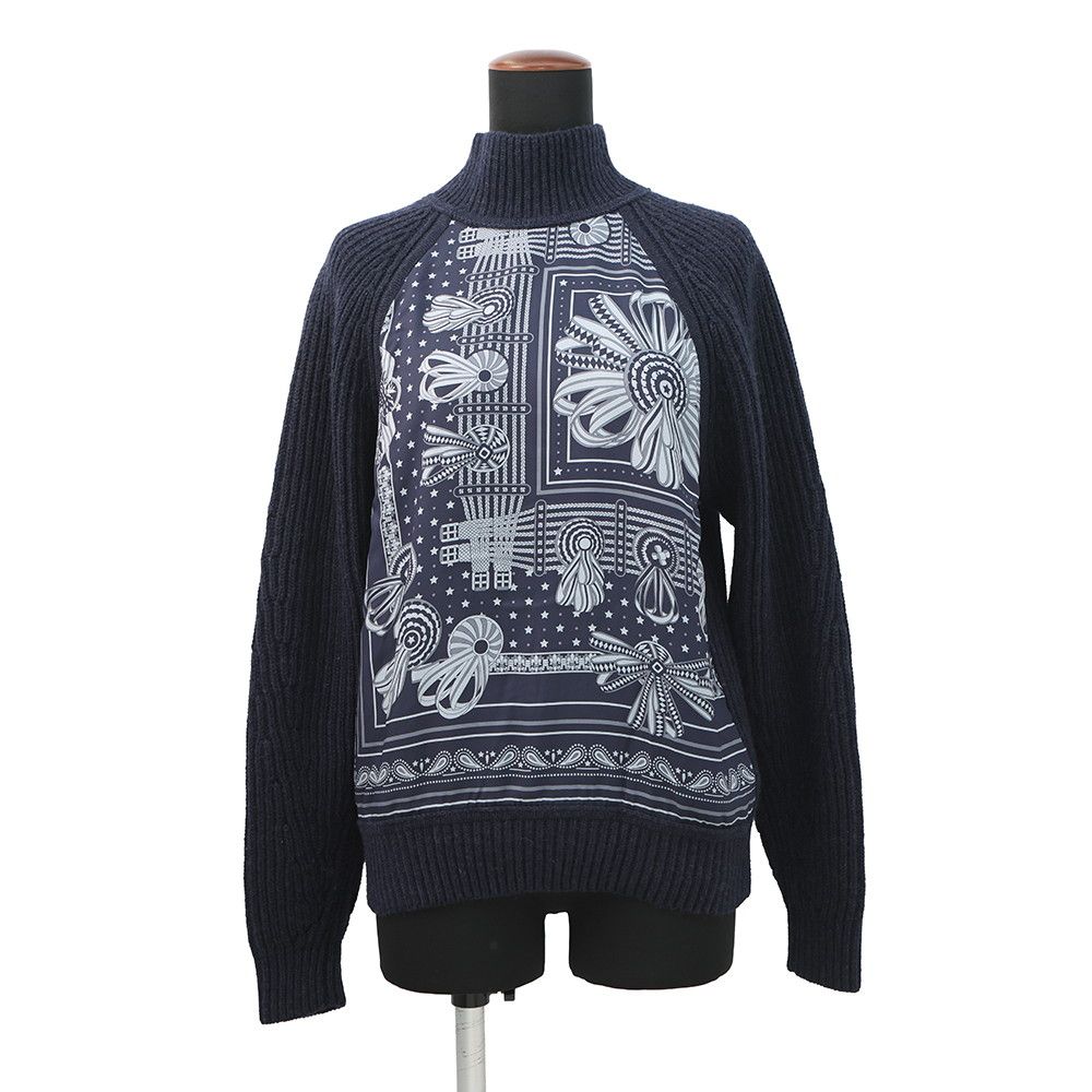 エルメス セーター 馬のリボン飾り ツイルレーヌ ハイネックニット