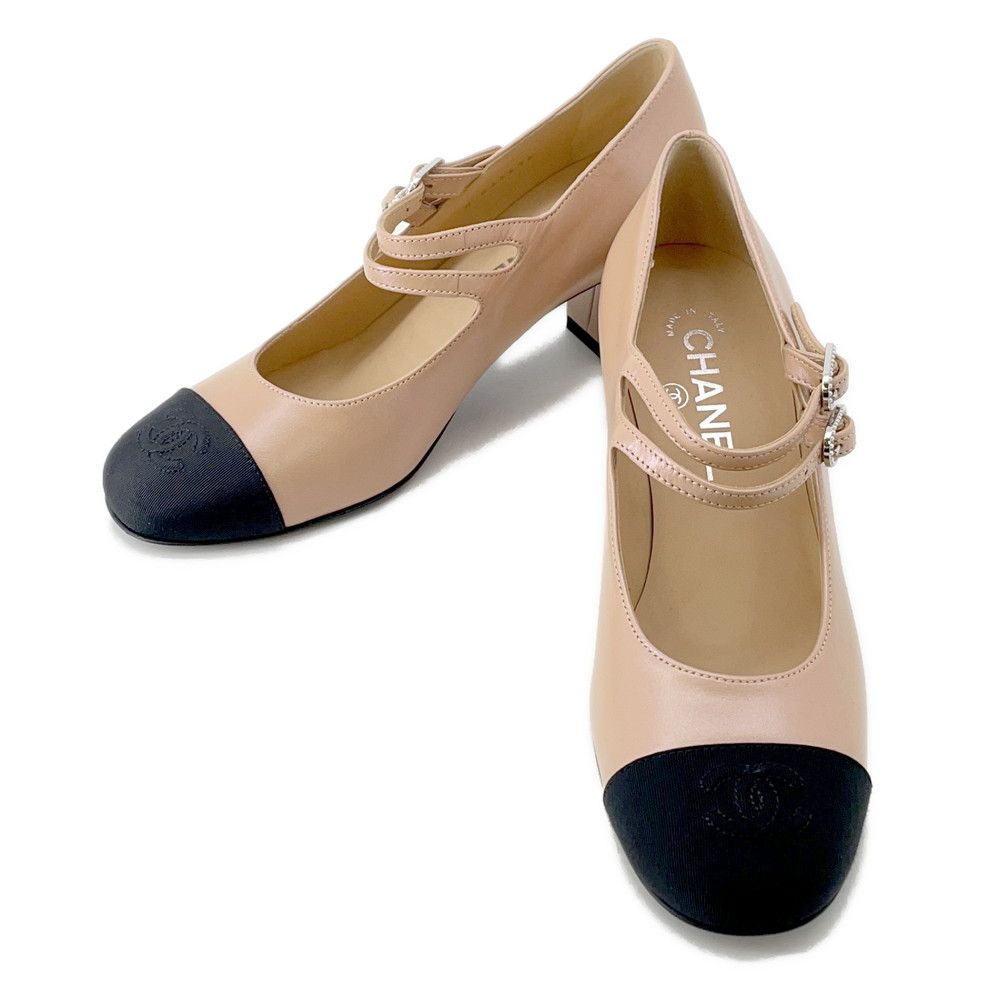 シャネル パンプス ココマーク メリージェーン ラムスキン フェイク