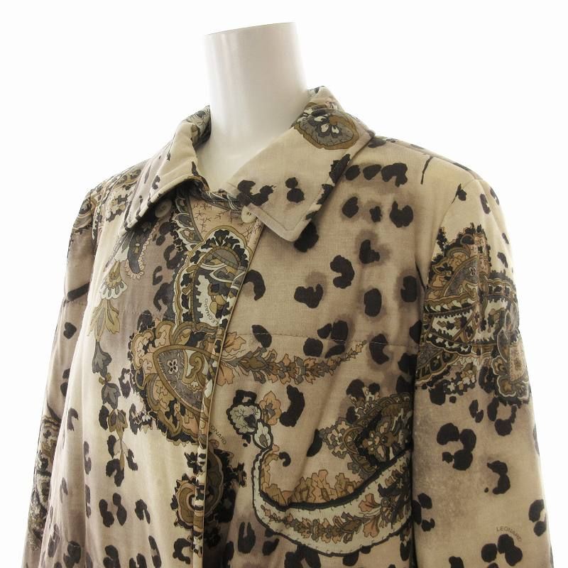 レオナール LEONARD FASHION 中綿コート 肩パッド レオパード