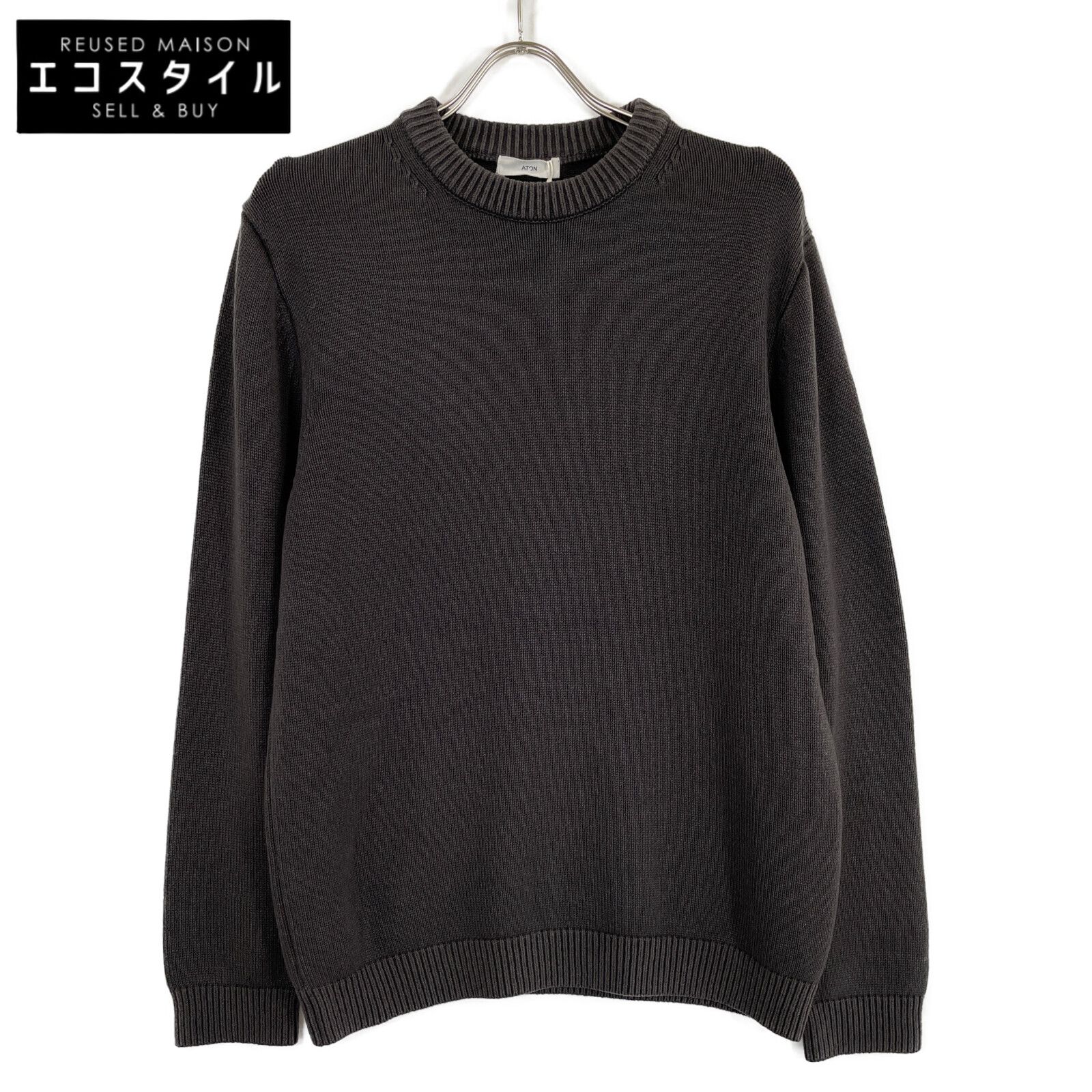 ATON エイトン ﾁｬｺｰﾙ STONE CASHMERE CREWNECK SWEATER 02 ATON STONE