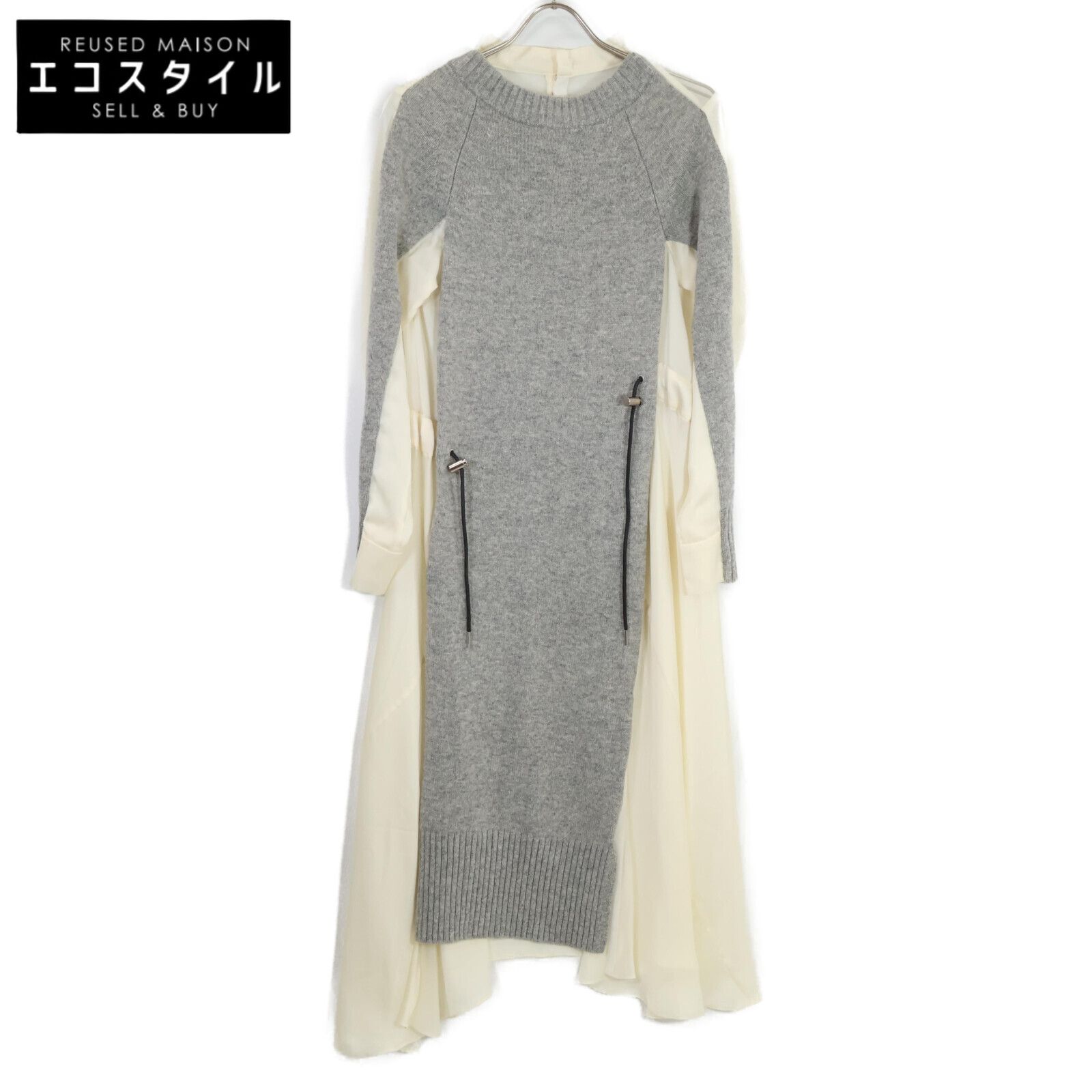 sacai サカイ ｸﾞﾚｰ 21 05668 ﾆｯﾄ切替 ﾜﾝﾋﾟｰｽ 1